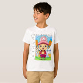 赤い薬を持ったかわいいアニメのトナカイキャラクター Tシャツ (正面フル)