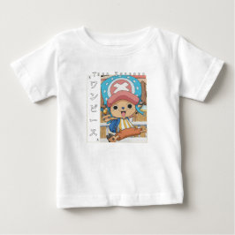 赤い薬を持つかわいいアニメのトナカイのキャラクター ベビーTシャツ