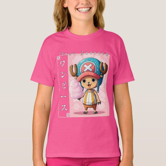赤い薬を持つかわいいアニメのトナカイのキャラクター Tシャツ (正面)