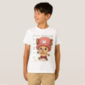 赤い薬を持つかわいいアニメのトナカイキャラクター Tシャツ (正面フル)