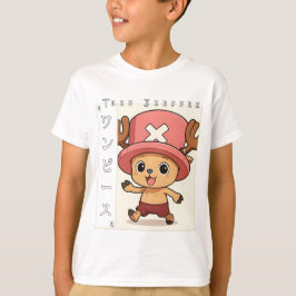 赤い薬を持つかわいいアニメのトナカイキャラクター Tシャツ
