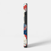 赤い藍の芍薬梅の花柄 iPhoneケース (左側面)