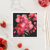 赤い蘭と黒結婚蘭 スタンダードカクテルナプキン (インサイチュ)