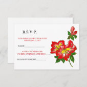 赤い蘭のウェディングフラワー RSVP 発表 2 招待状 (正面/裏面)