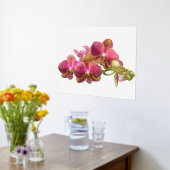 赤い蘭のプリントポスター 右側の箔押しアクセント 箔ポスター (レイダウン (キッチン))