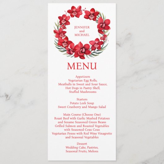 赤い蘭のメニュー結婚のメニュー メニュー (正面)