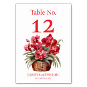赤い蘭の水の色結婚のテーブル番号 テーブルナンバー (裏面)
