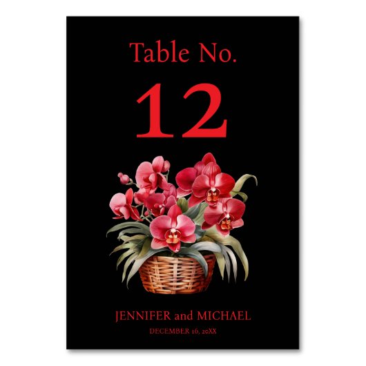 赤い蘭の水の色結婚のテーブル番号 テーブルナンバー (正面)