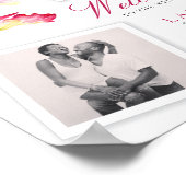 赤い蘭の水彩モダン結婚式写真ウェルカム ポスター (角)