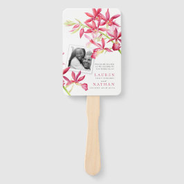 赤い蘭の水彩結婚式のプログラムの写真 ハンドファン