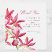 赤い蘭の水色の結婚植物感謝していのあなた ワインラベル (シングルラベル)