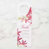 赤い蘭の水色の結婚植物感謝していの ボトルネックタグ (正面)