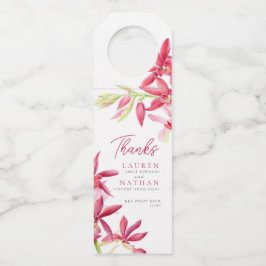 赤い蘭の水色の結婚植物感謝していの ボトルネックタグ