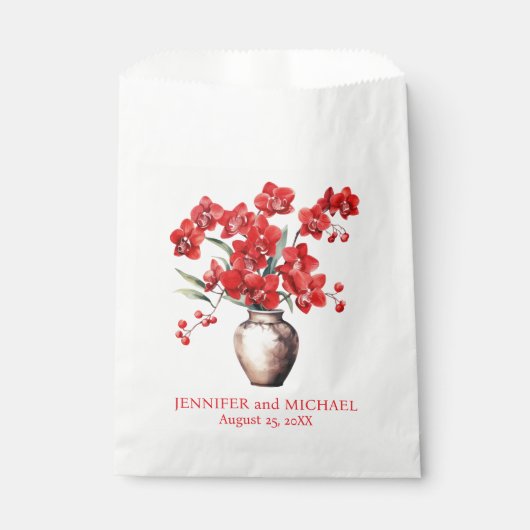 赤い蘭の花のフローラ結婚ズ フェイバーバッグ (正面)