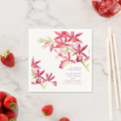 赤い蘭の花の水彩植物結婚の スタンダードカクテルナプキン (インサイチュ)