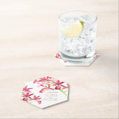 赤い蘭の花の水彩植物結婚の ペーパーコースター (インサイチュ)