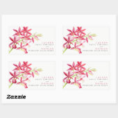 赤い蘭の花の水色の植物結婚のr 長方形シール (シート)