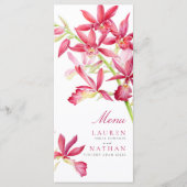 赤い蘭の花の水色結婚のメニュー メニュー (正面)