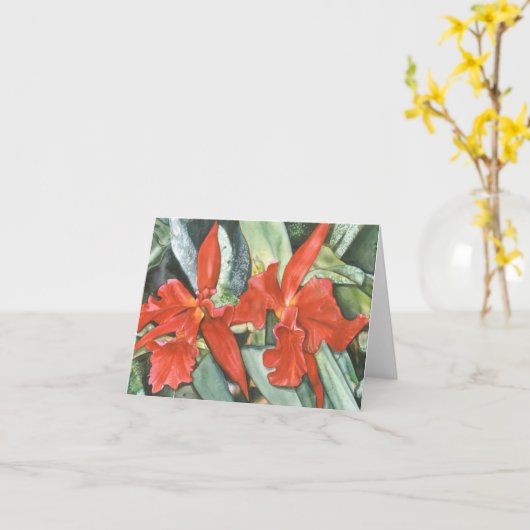 赤い蘭カード カード (黄色い花)