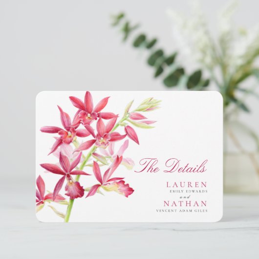 赤い蘭結婚の便利な詳細エンクロージャカード エンクロージャーカード (スタンド正面)