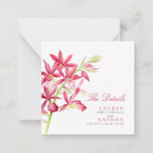 赤い蘭結婚の便利な詳細エンクロージャカード ノートカード (正面)