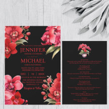 赤い蘭1つの結婚式招待状
