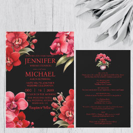 赤い蘭1つの結婚式招待状 招待状