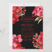赤い蘭1つの結婚式招待状 招待状 (正面)
