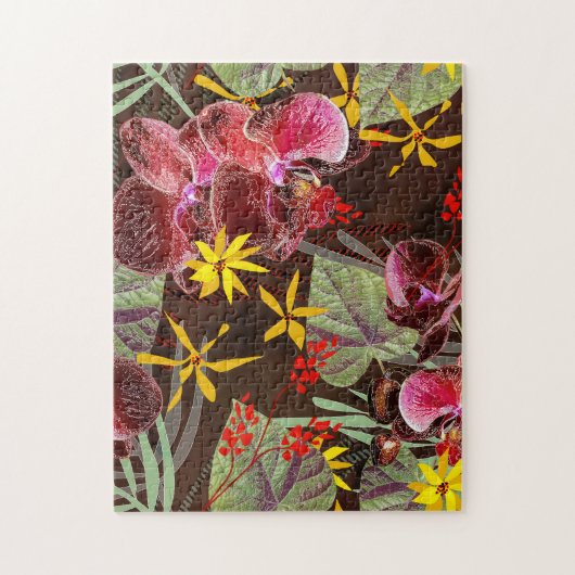 赤い蘭。 ジグソーパズル (縦)