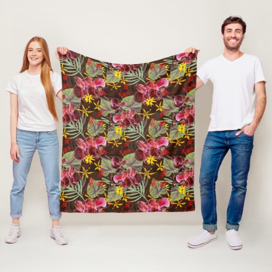 赤い蘭。 フリースブランケット (インサイチュ)