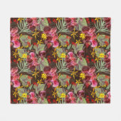 赤い蘭。 フリースブランケット (正面(横))