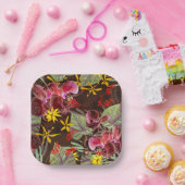 赤い蘭。 ペーパープレート (パーティー)