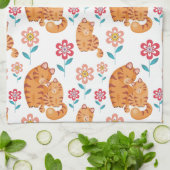 赤い虎の猫の母とベビー母の日 キッチンタオル (折り畳み)
