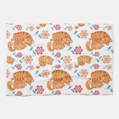 赤い虎の猫の母とベビー母の日 キッチンタオル (横)