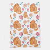 赤い虎の猫の母とベビー母の日 キッチンタオル (縦)