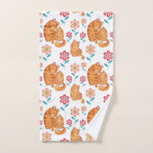 赤い虎の猫の母とベビー母の日 バスタオルセット (ハンドタオル)