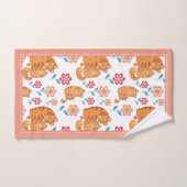 赤い虎の猫の母とベビー縁どの母の日 バスタオルセット (ハンドタオル)