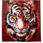 赤い虎の頭 シャワーカーテン (正面)