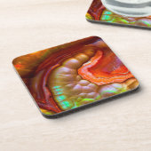 赤い虹色の炎のオパール コースター (左側)
