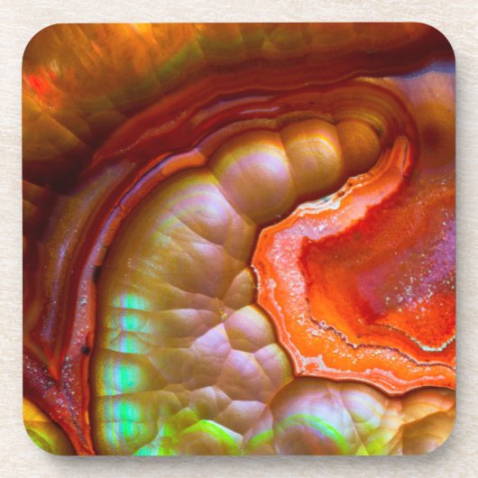 赤い虹色の炎のオパール コースター (正面)
