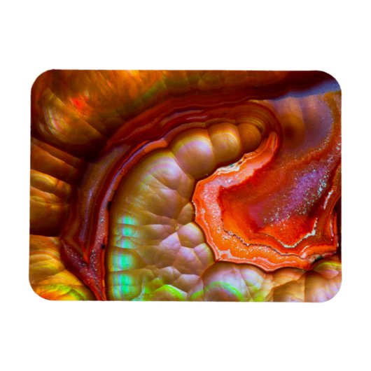 赤い虹色の炎オパール マグネット (横)