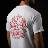 赤い蛇の十二支の日本の芸術Tシャツ Tシャツ
