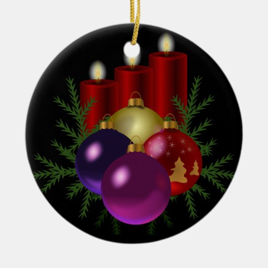 赤い蝋燭 セラミックオーナメント (正面)