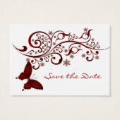 赤い蝶々結婚式の日付を保存 (裏面)