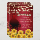 赤い蝶のドレスひまわり文字列ライトカンス 招待状 (正面/裏面)