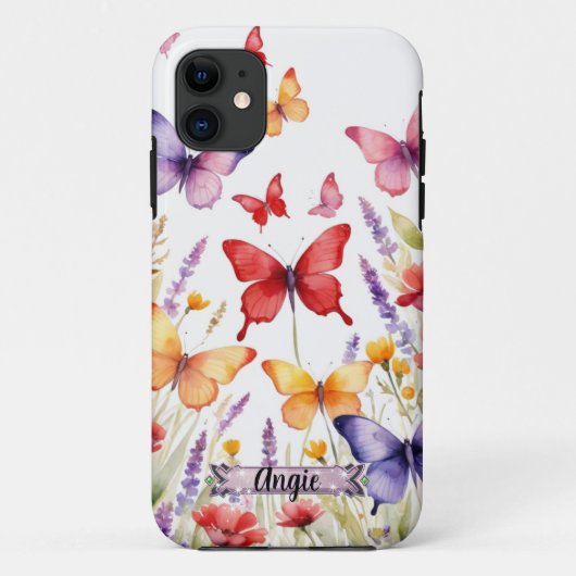 赤い蝶のラベンダー畑 iPhone / iPadケース Case-Mate iPhoneケース (裏面)