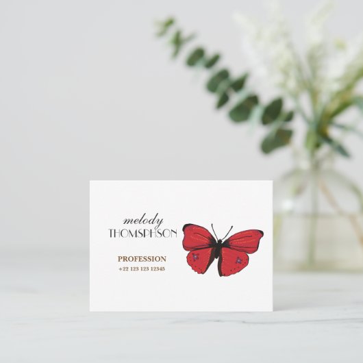 赤い蝶の絵 名刺 (スタンド正面)