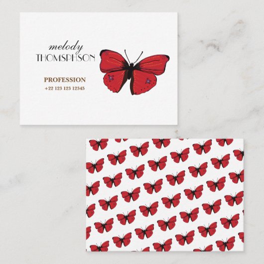 赤い蝶の絵 名刺 (正面/裏面)