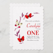 赤い蝶の誕生日パーティー 招待状 (正面/裏面)