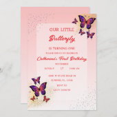 赤い蝶の誕生日招待状 招待状 (正面/裏面)